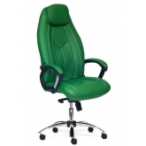 Кресло BOSS люкс (хром) кож/зам, зеленый перфорированный