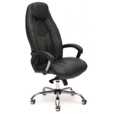 Кресло BOSS Lux (хром) кож/зам, черный перфорированный