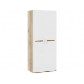 Шкаф для одежды Фьюжн с 2-мя дверями (Дуб Делано, Белый глянец)