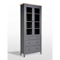 Шкаф с витриной 90 Сага серый/ясень