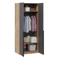 Шкаф для одежды Порто 580 с 2 глухими дверями (Яблоня Беллуно, Графит софт) - Изображение 2
