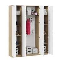 Шкаф комбинированный Сэнди с 4-мя дверями Вяз благородный, Белый - Изображение 1