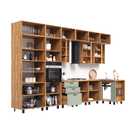 Кухня Бьянка угловая 3,8*1,2/1080м с подсветкой, Олива софт, Дуб Крафт (Дуб вотан) - Изображение 2