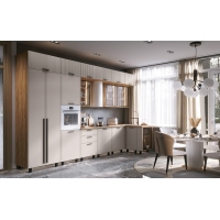 Кухня Бьянка угловая 3,8*1,2/1080м с подсветкой, Кашемир, Дуб Крафт (Дуб вотан)