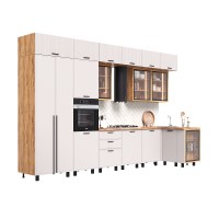 Кухня Бьянка угловая 3,8*1,2/1080м с подсветкой, Кашемир, Дуб Крафт (Дуб вотан) - Изображение 3
