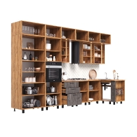 Кухня Рио NEW (металл) 3,8х1,2/1080м (490) Компоновка №7, железный камень/дуб крафт - Изображение 4