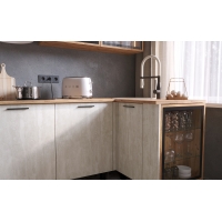 Кухня Рио NEW (металл) 3,8х1,2/1080м (490) Компоновка №7, шелковый камень/дуб крафт - Изображение 2