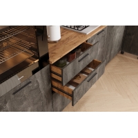 Кухня Рио NEW (металл) 3,8х1,2/1080м (490) Компоновка №7, железный камень/дуб крафт - Изображение 3