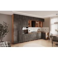Кухня Рио NEW (металл) 3,8х1,2/1080м (490) Компоновка №7, железный камень/дуб крафт - Изображение 2