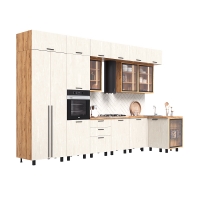 Кухня Рио NEW (металл) 3,8х1,2/1080м (490) Компоновка №7, шелковый камень/дуб крафт - Изображение 3