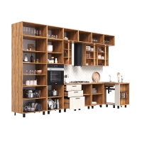 Кухня Рио NEW (металл) 3,8х1,2/1080м (490) Компоновка №7, шелковый камень/дуб крафт - Изображение 4