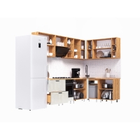 Кухня Рио NEW ЛДСП 2,8х1,6м (490) Компоновка №1, Дуб крафт/Шелковый камень - Изображение 1