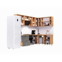 Кухня Рио NEW ЛДСП 2,8х1,6м (490) Компоновка №1, Дуб крафт/Железный камень - Изображение 3