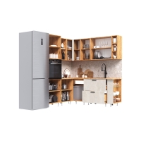 Кухня Рио NEW 1,8х2,0м исп.2 (490) Компоновка №6, Шелковый камень, Дуб Крафт (Дуб вотан) - Изображение 1