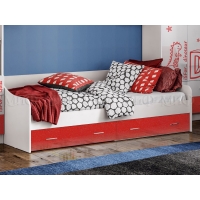 Детская кровать Вега Алфавит (красный)
