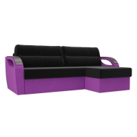 Угловой диван Форсайт (микровельвет черный фиолетовый) 