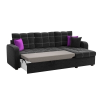 Угловой диван Ливерпуль (микровельвет чёрный фиолетовый) - Изображение 1