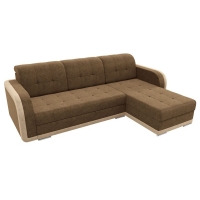 Угловой диван Марсель (велюр коричневый бежевый)  - Изображение 1