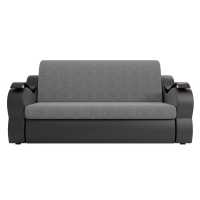 Прямой диван Меркурий (серый\черный) рогожка экокожа - Изображение 5