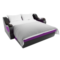 Прямой диван Меркурий (фиолетовый/черный) микровельвет экокожа - Изображение 1