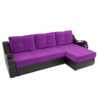 Угловой диван Меркурий (микровельвет фиолетовый экокожа черный)  - Изображение 1