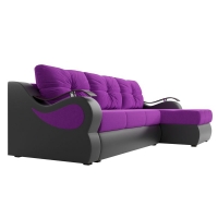 Угловой диван Меркурий (микровельвет фиолетовый экокожа черный)  - Изображение 3