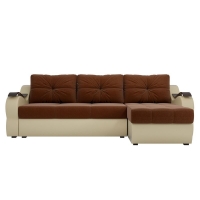 Угловой диван Меркурий (рогожка коричневый экокожа бежевый)  - Изображение 5
