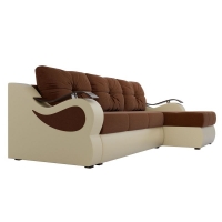 Угловой диван Меркурий (рогожка коричневый экокожа бежевый)  - Изображение 4