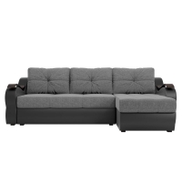 Угловой диван Меркурий (рогожка серый экокожа черный)   - Изображение 5