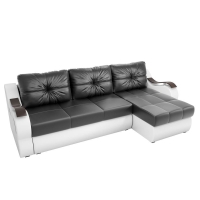 Угловой диван Меркурий (экокожа черный белый)  - Изображение 1