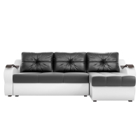 Угловой диван Меркурий (экокожа черный белый)  - Изображение 2