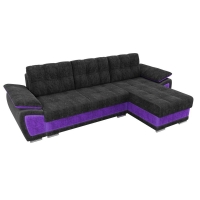 Угловой диван Нэстор (велюр черный фиолетовый) - Изображение 5