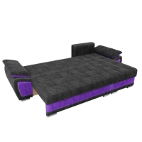 Угловой диван Нэстор (велюр черный фиолетовый) - Изображение 1
