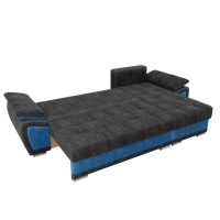 Угловой диван Нэстор (велюр черный голубой) - Изображение 1