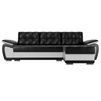 Угловой диван Нэстор (экокожа черный белый) - Изображение 4