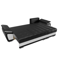 Угловой диван Нэстор (экокожа черный белый) - Изображение 1