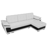 Угловой диван Нэстор (экокожа белый черный) - Изображение 1
