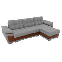 Угловой диван Нэстор (рогожка серый коричневый) - Изображение 1