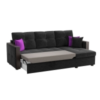 Угловой диван Валенсия (микровельвет черный) - Изображение 1