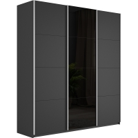 Шкаф-купе Прайм 3-х дверный (2100) Серый диамант/ЛДСП/Черное стекло