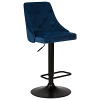 Барный стул LM-5021 BLACK BASE синий велюр