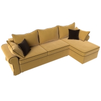 Угловой диван Элис (микровельвет жёлтый коричневый) - Изображение 3
