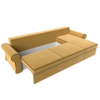 Угловой диван Элис (микровельвет жёлтый коричневый) - Изображение 1