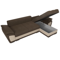Угловой диван Нэстор (рогожка коричневый экокожа бежевый) - Изображение 1