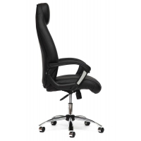 Кресло BOSS (хром) кож/зам, черный перфорированный - Изображение 1