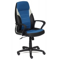 Кресло INTER кож/зам/ткань, черный/синий/серый