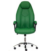 Кресло BOSS (хром) кож/зам, зеленый перфорированный - Изображение 1