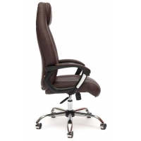 Кресло BOSS (хром) кож/зам, коричневый перфорированный - Изображение 2