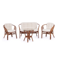 Комплект для отдыха "BAHAMA"(диван + 2 кресла + стол со стеклом ) coco brown