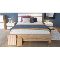 Кровать Дакота 1600 (без ламелей) Сонома/белый глянец - Изображение 2